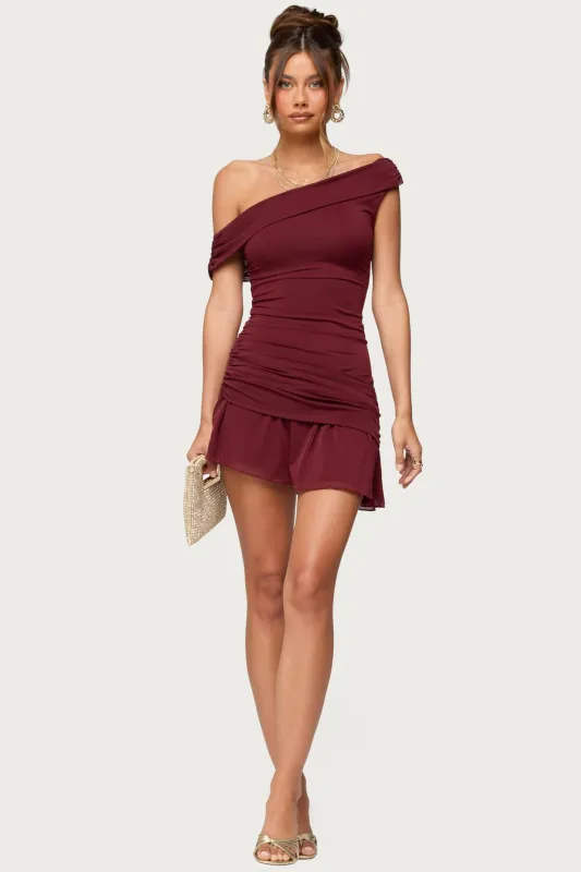 Gesibelle Off Shoulder Mesh Mini Dress sold by Edikted