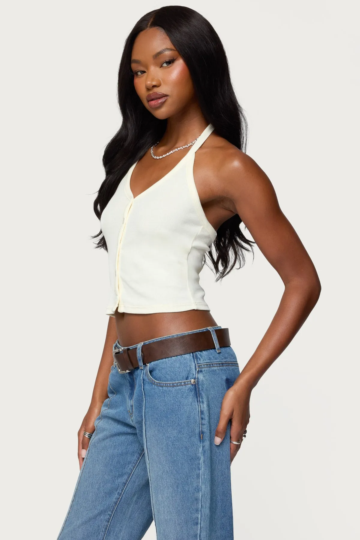 Cardigan & Halter Two Piece Knit Top sold by Edikted product image thumbnail 3