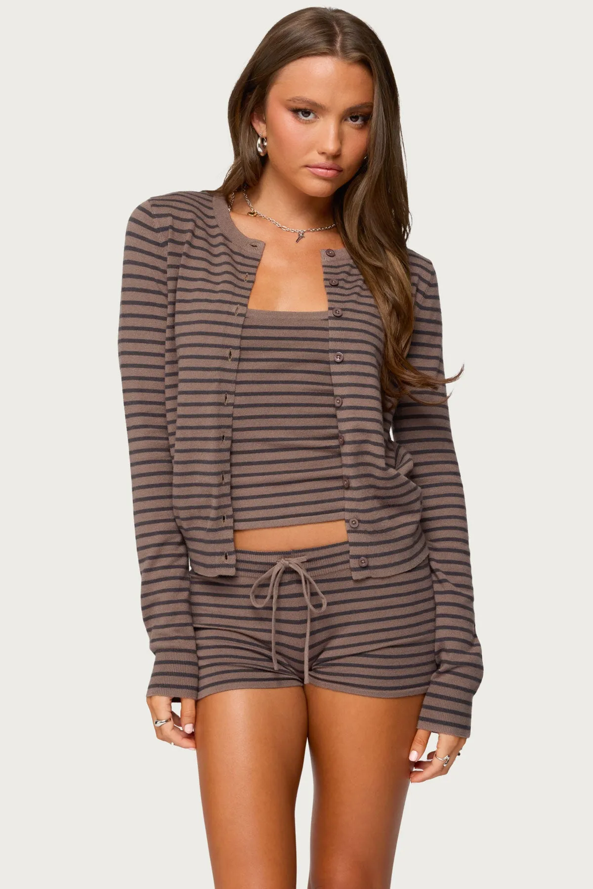 Lillian Striped Button Up Knit Cardigan sold by Edikted product image thumbnail 2