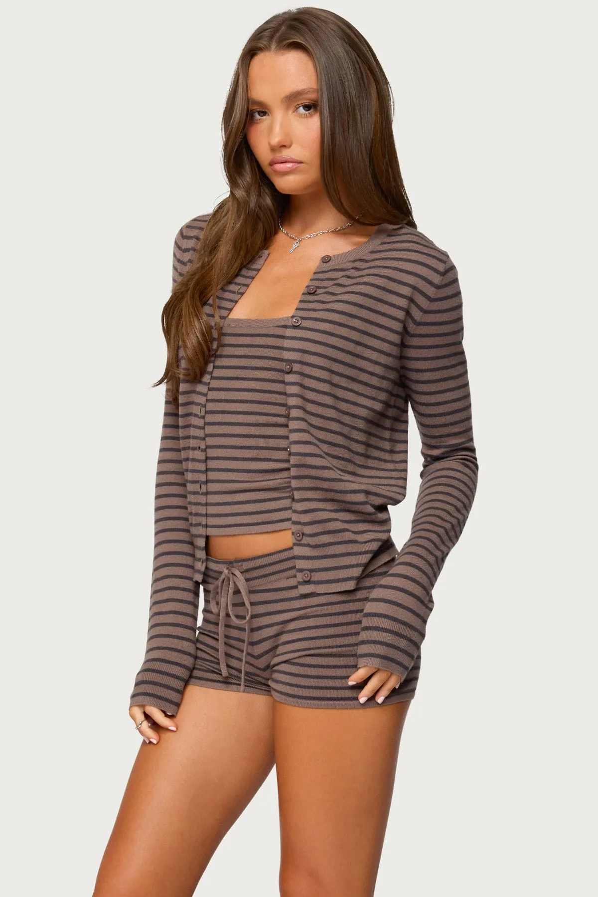 Lillian Striped Button Up Knit Cardigan sold by Edikted product image thumbnail 4