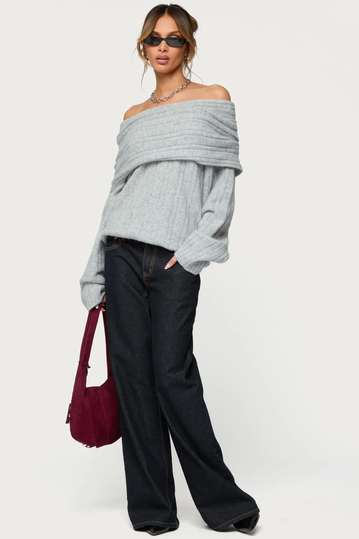 Kadenna Oversized Off Shoulder Sweater sold by Edikted product image thumbnail 2