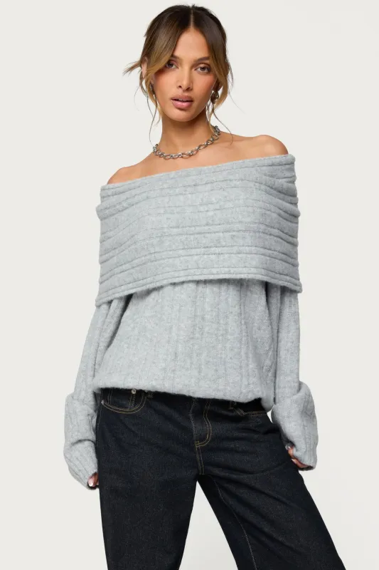 Kadenna Oversized Off Shoulder Sweater sold by Edikted