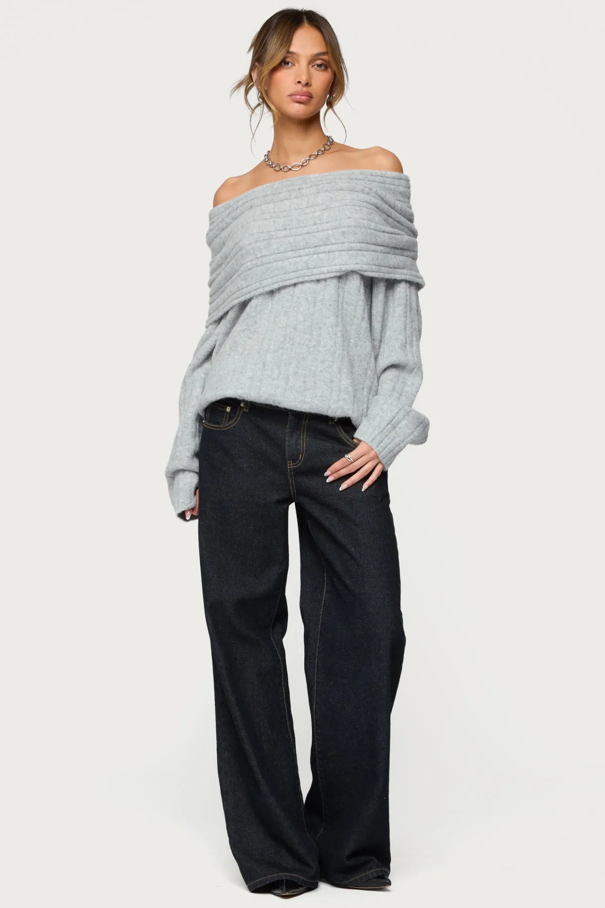 Kadenna Oversized Off Shoulder Sweater sold by Edikted product image thumbnail 5