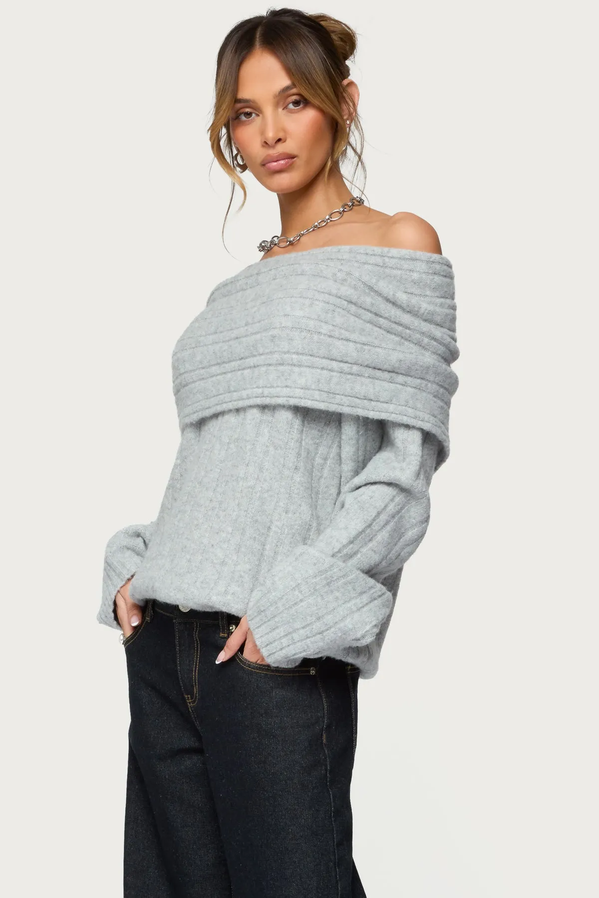 Kadenna Oversized Off Shoulder Sweater sold by Edikted product image thumbnail 3