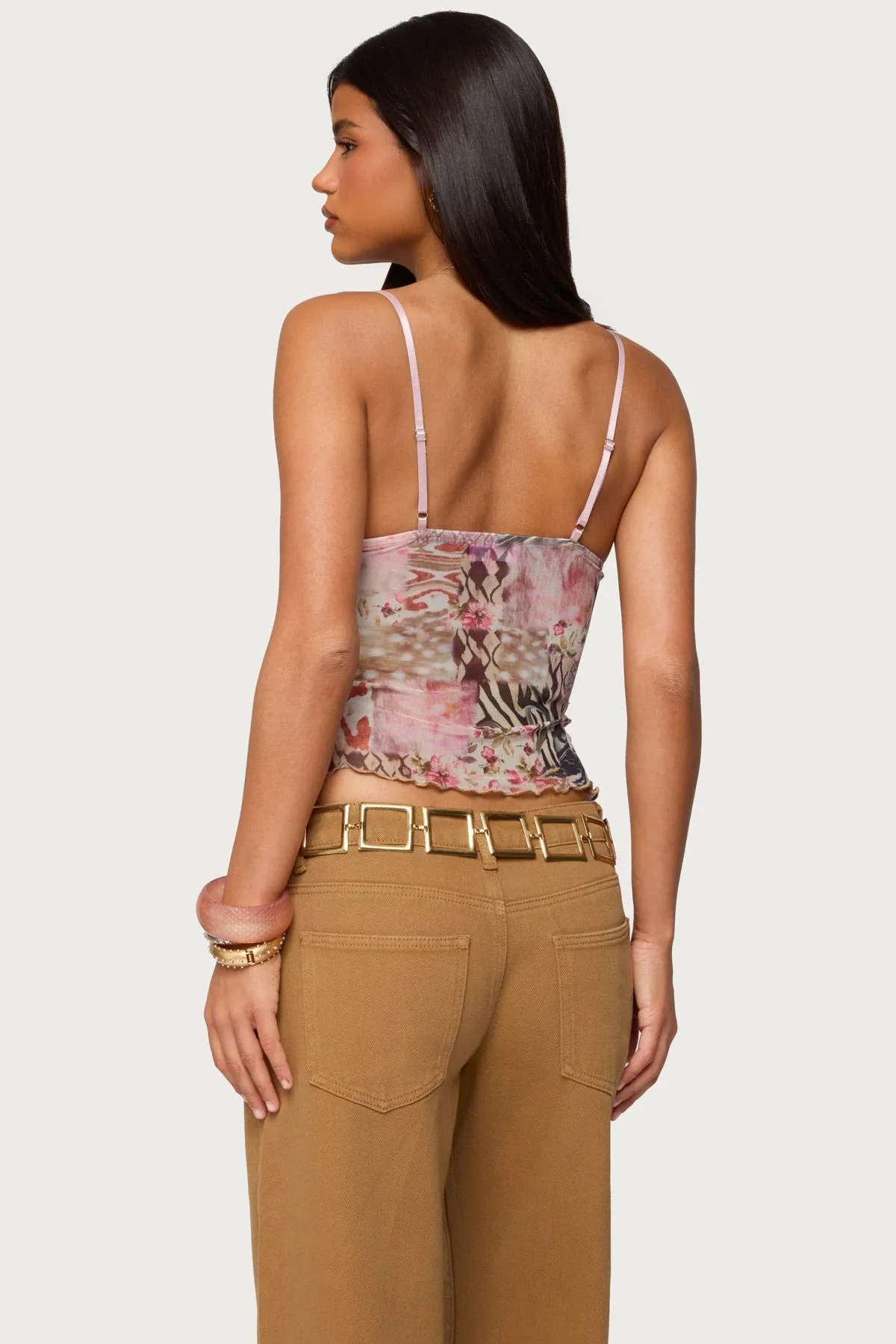 Mixed Animal Print Mesh Tank Top sold by Edikted product image thumbnail 4