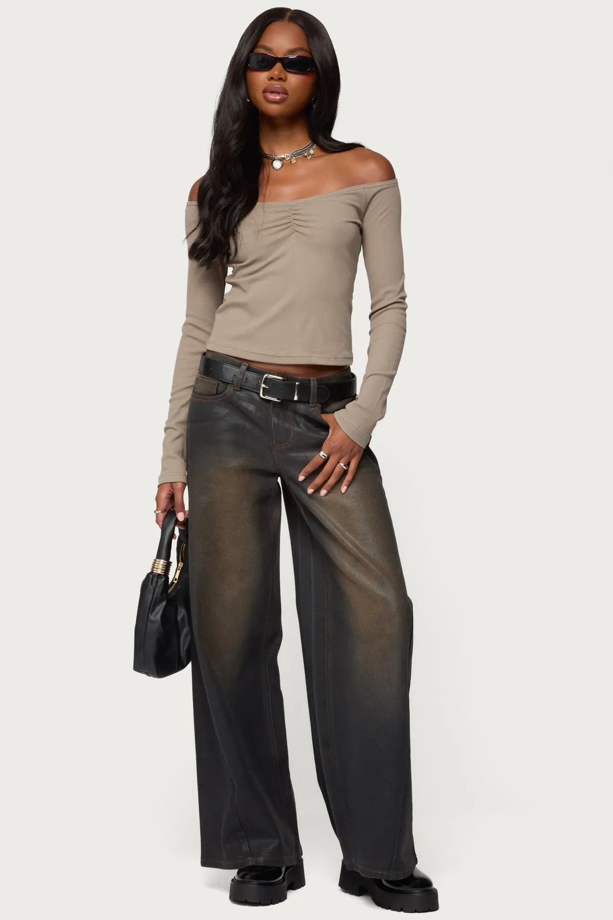 Cambria Ribbed Off Shoulder Top sold by Edikted product image thumbnail 2