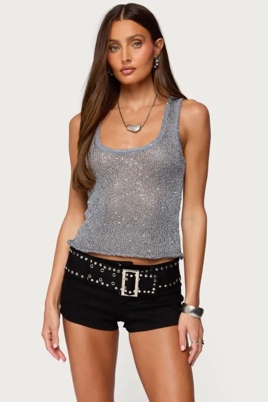 Eleora Sequin Knit Tank Top sold by Edikted