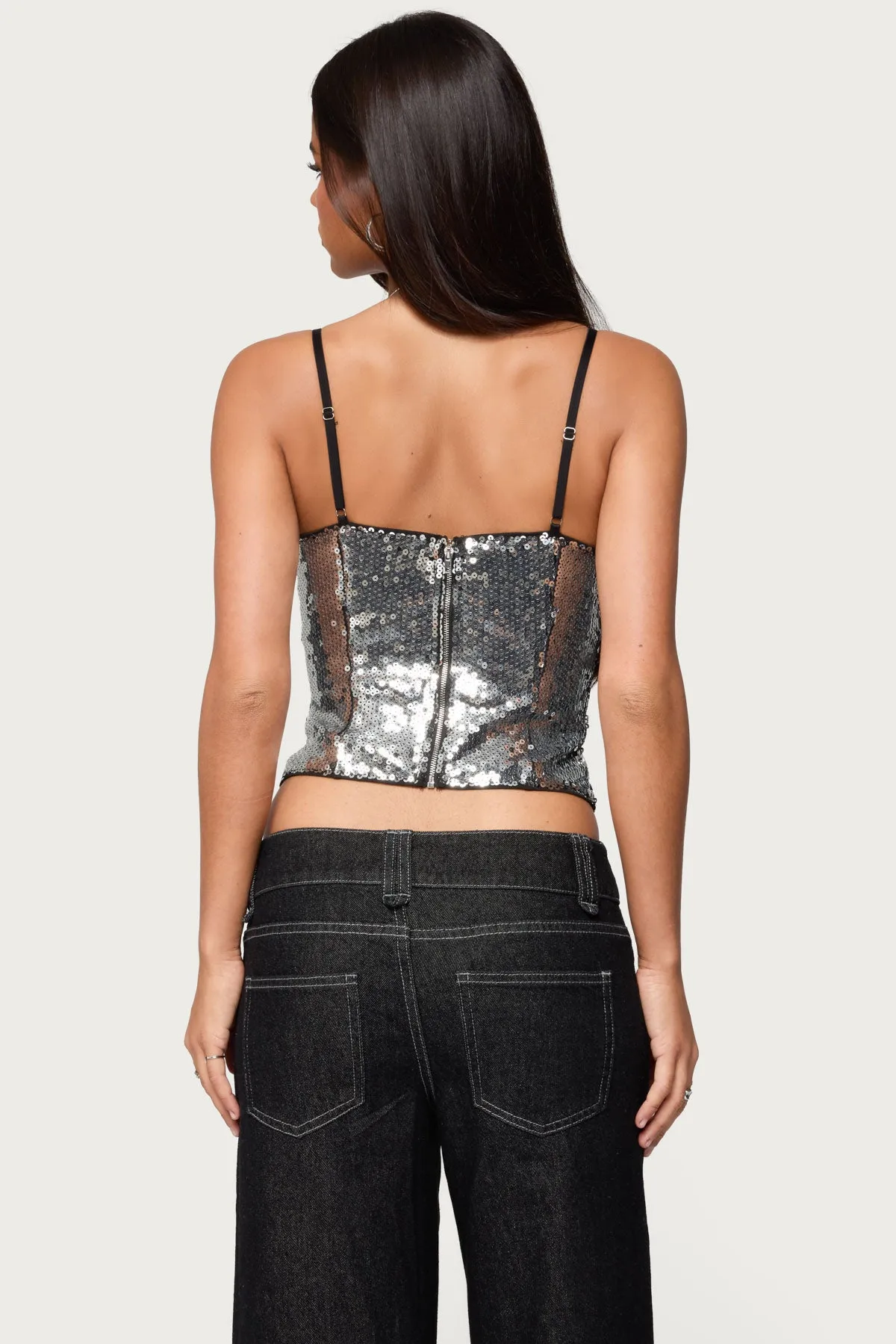 Rokko Cut Out Sequin Top sold by Edikted product image thumbnail 5