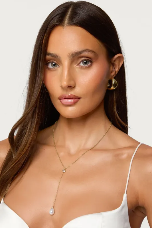 Cascading Pearly Rhinestone Necklace sold by Edikted