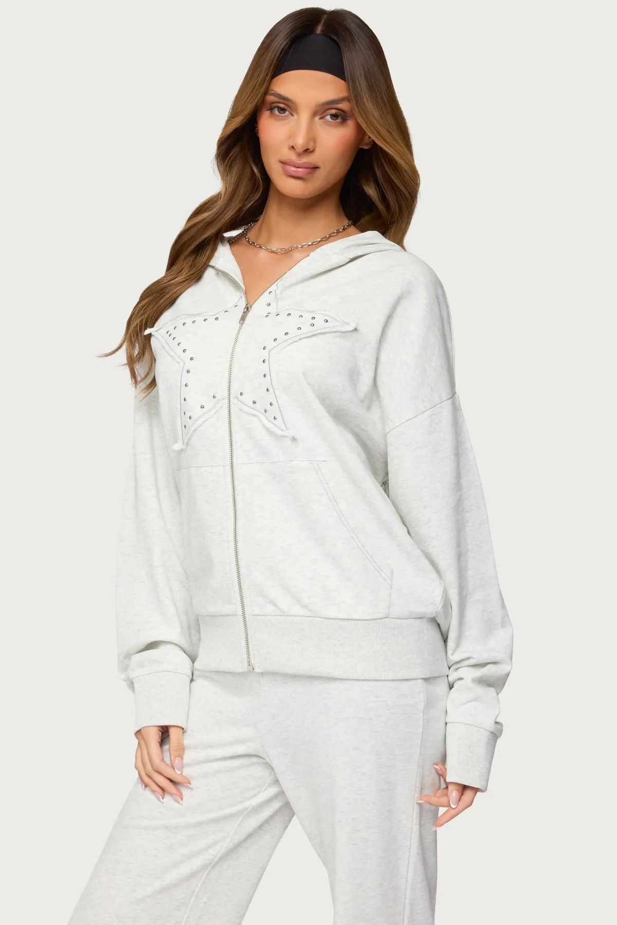 Briela Star Studded Zip Up Hoodie sold by Edikted product image thumbnail 3