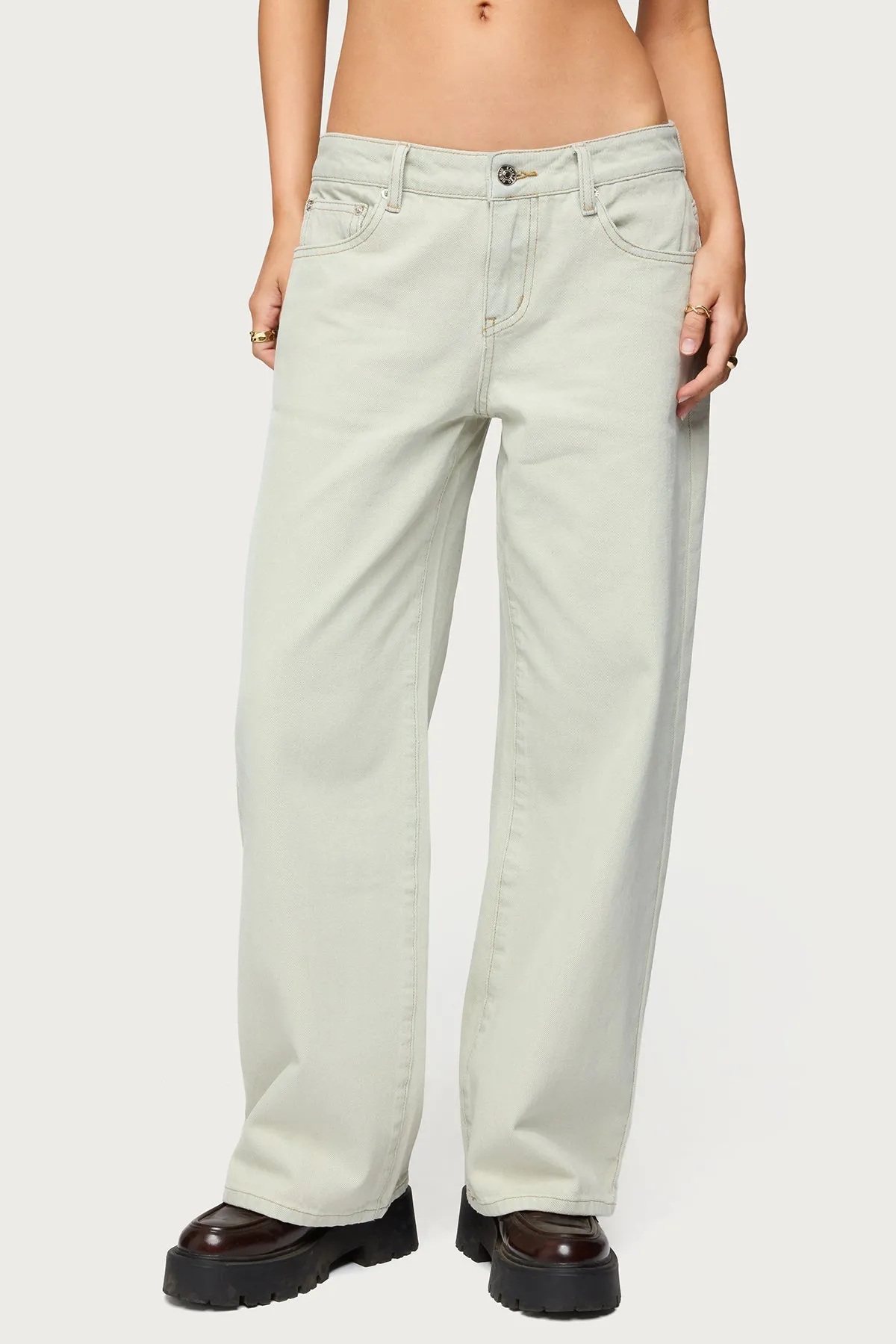 Petite Raelynn Washed Low Rise Baggy Jeans sold by Edikted product image thumbnail 2