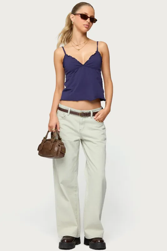 Petite Raelynn Washed Low Rise Baggy Jeans sold by Edikted