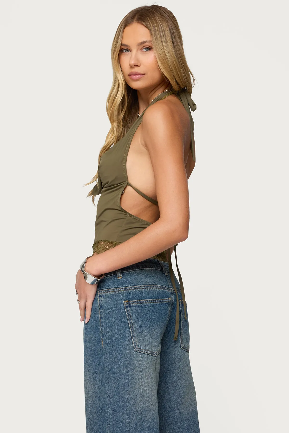 Layered Lacey Cowl Neck Halter Top sold by Edikted product image thumbnail 5