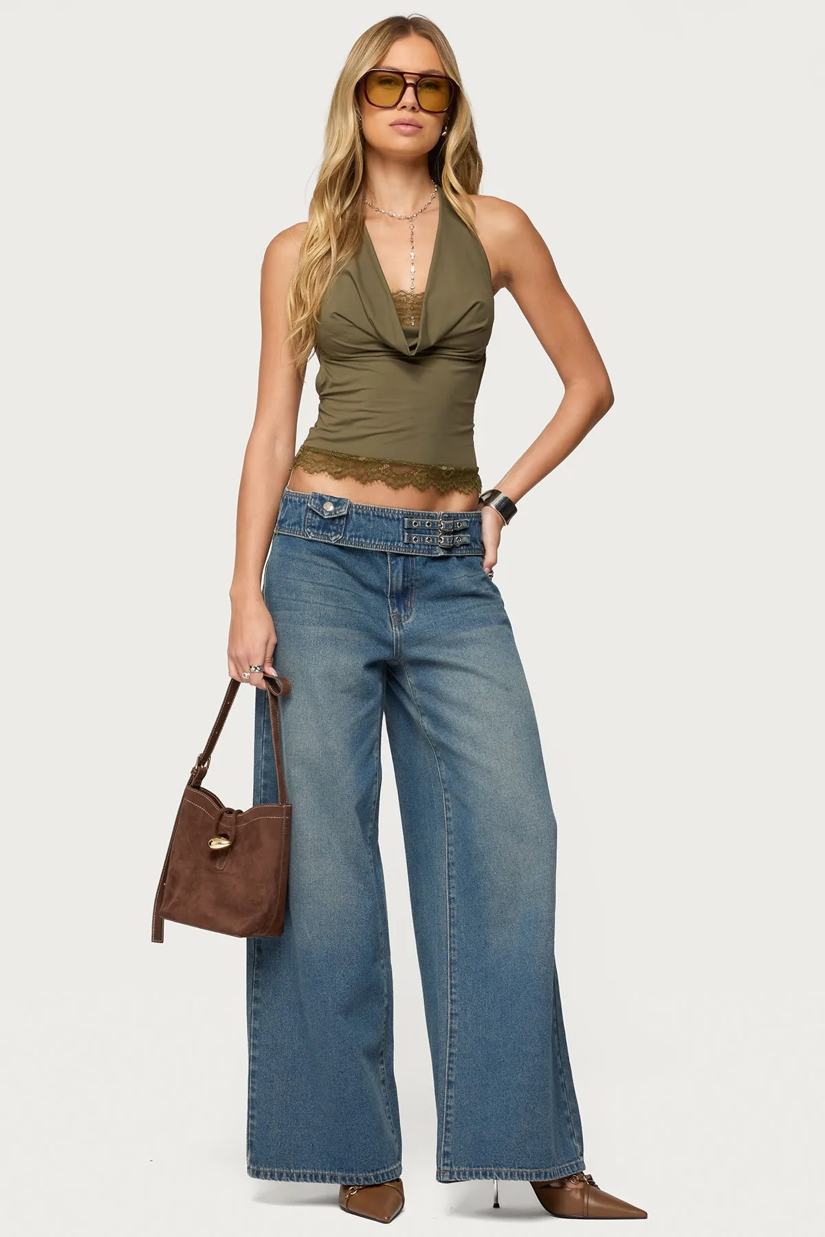 Layered Lacey Cowl Neck Halter Top sold by Edikted product image thumbnail 2