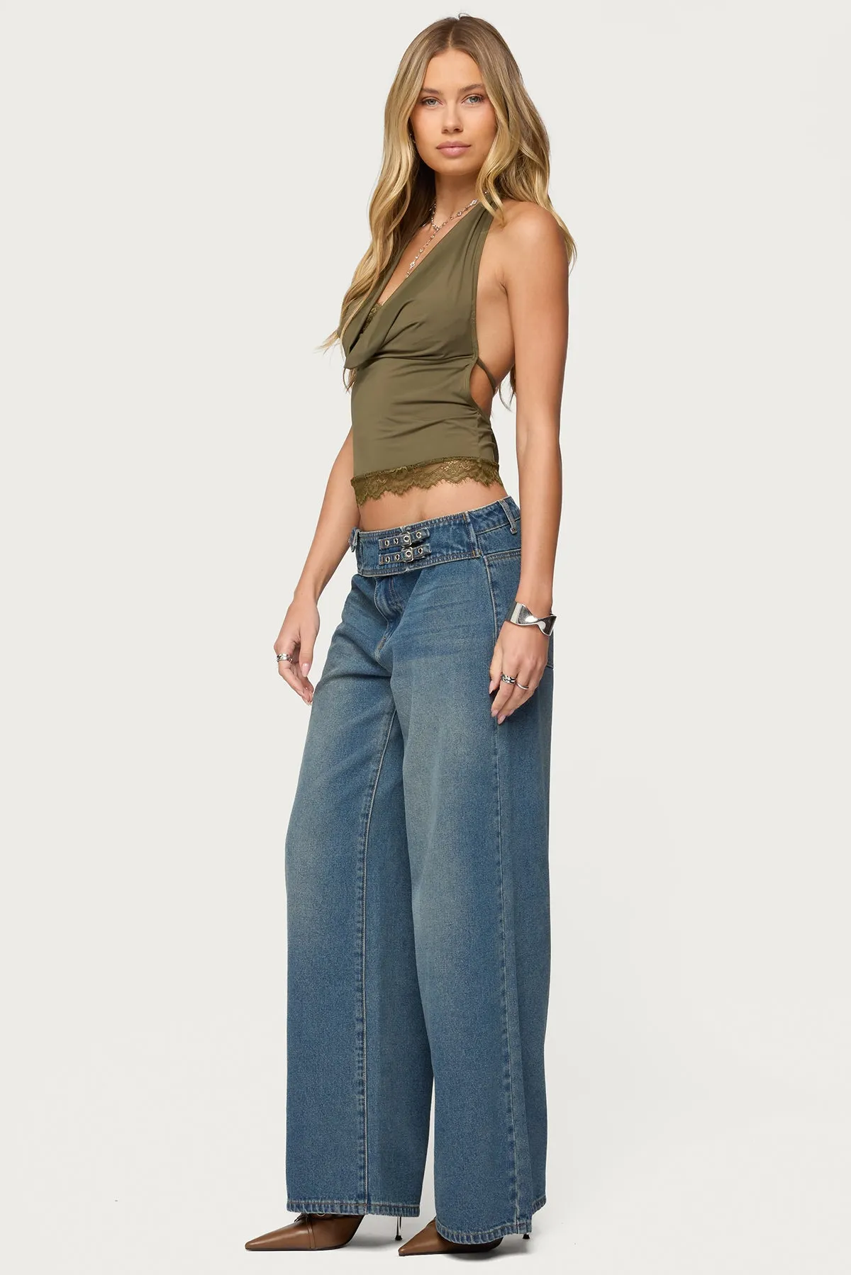 Layered Lacey Cowl Neck Halter Top sold by Edikted product image thumbnail 4