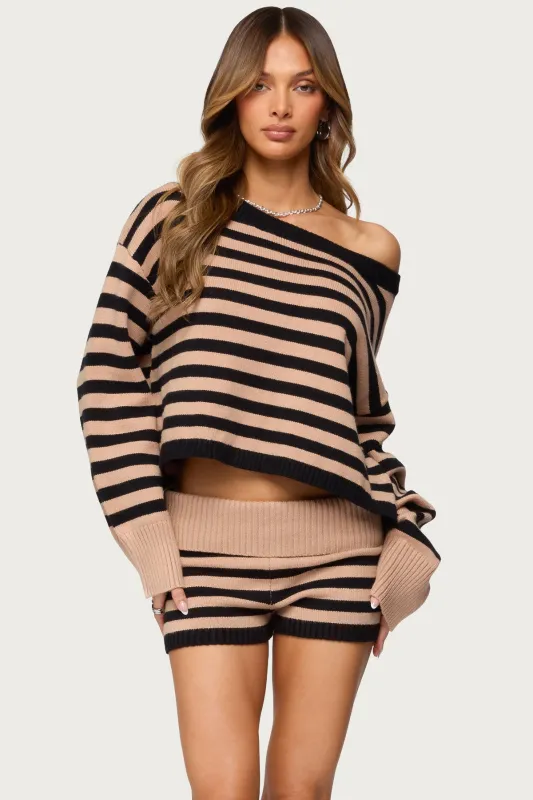 Saphi Striped Oversized Knit Sweater sold by Edikted