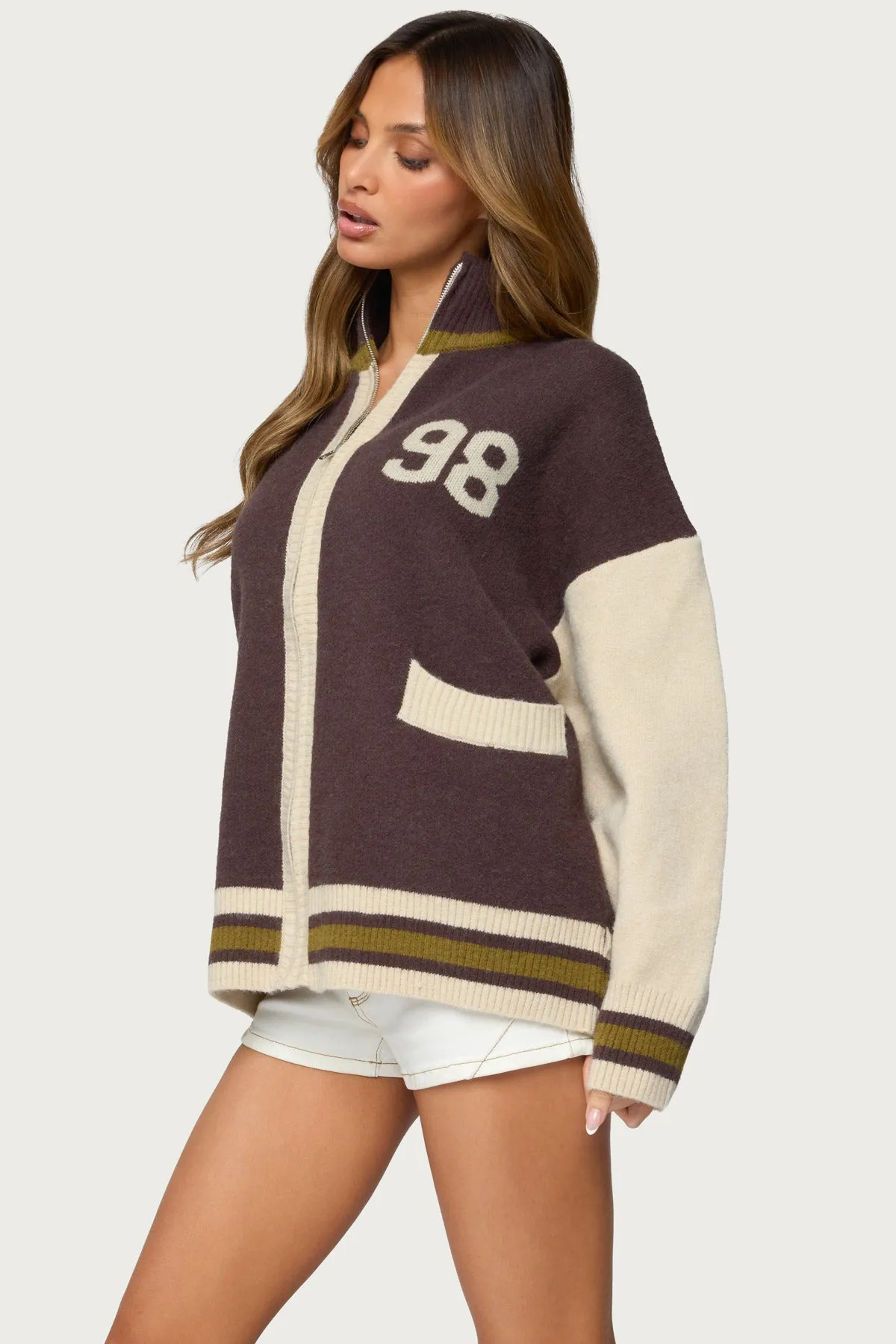 98 Varsity Zip Up Sweater sold by Edikted product image thumbnail 3