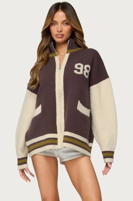 98 Varsity Zip Up Sweater made by Edikted