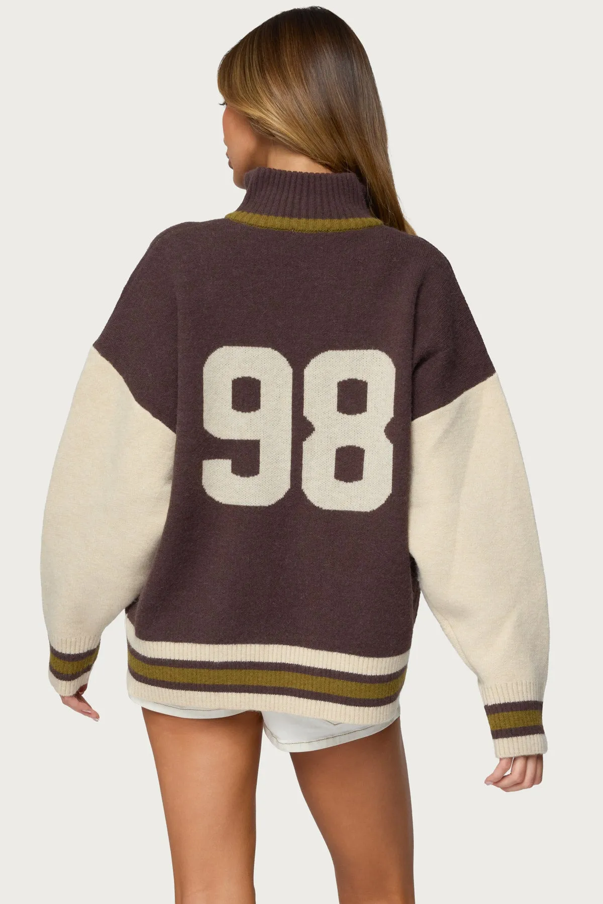 98 Varsity Zip Up Sweater sold by Edikted product image thumbnail 4