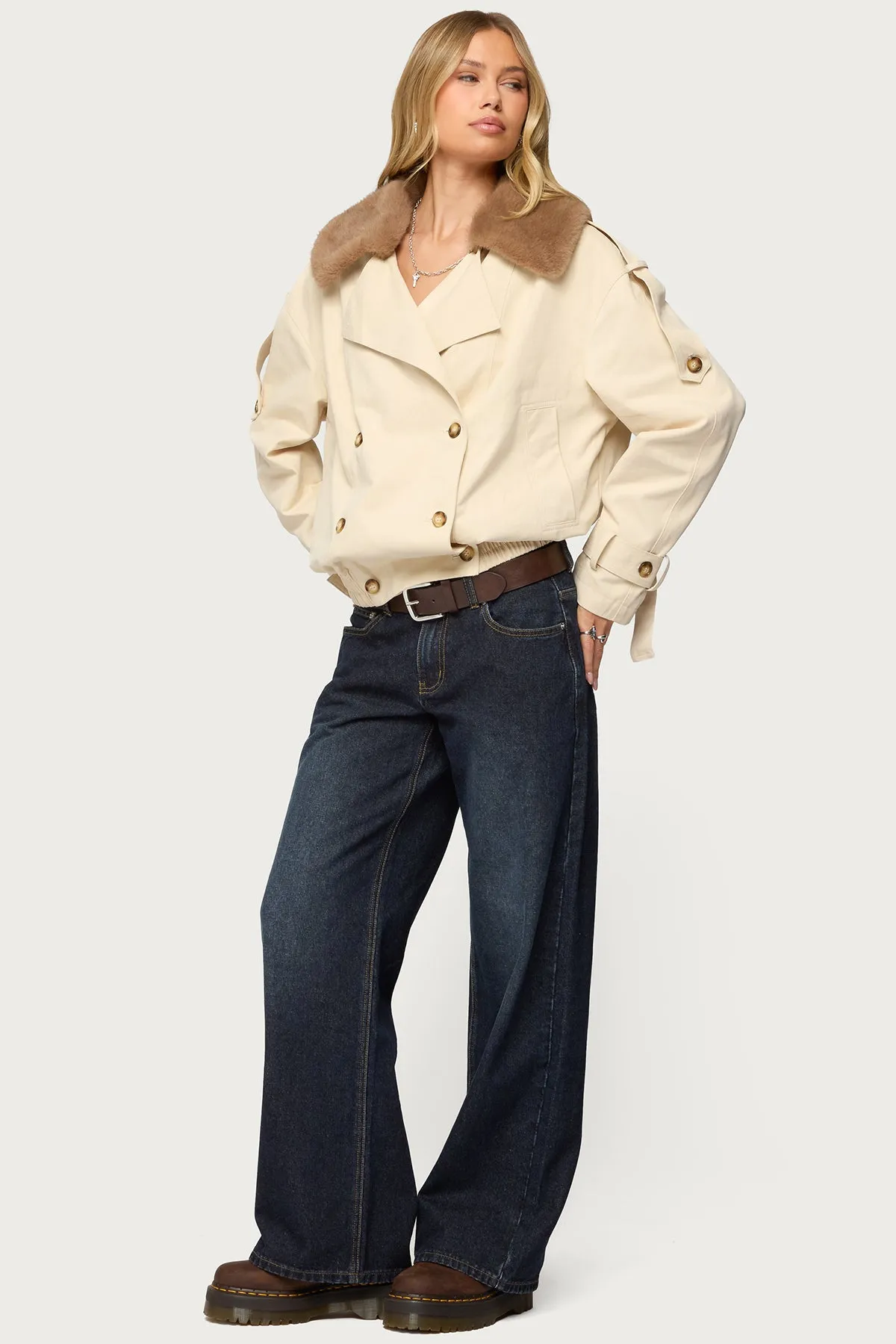 Detachable Faux Fur Trench Coat sold by Edikted product image thumbnail 5