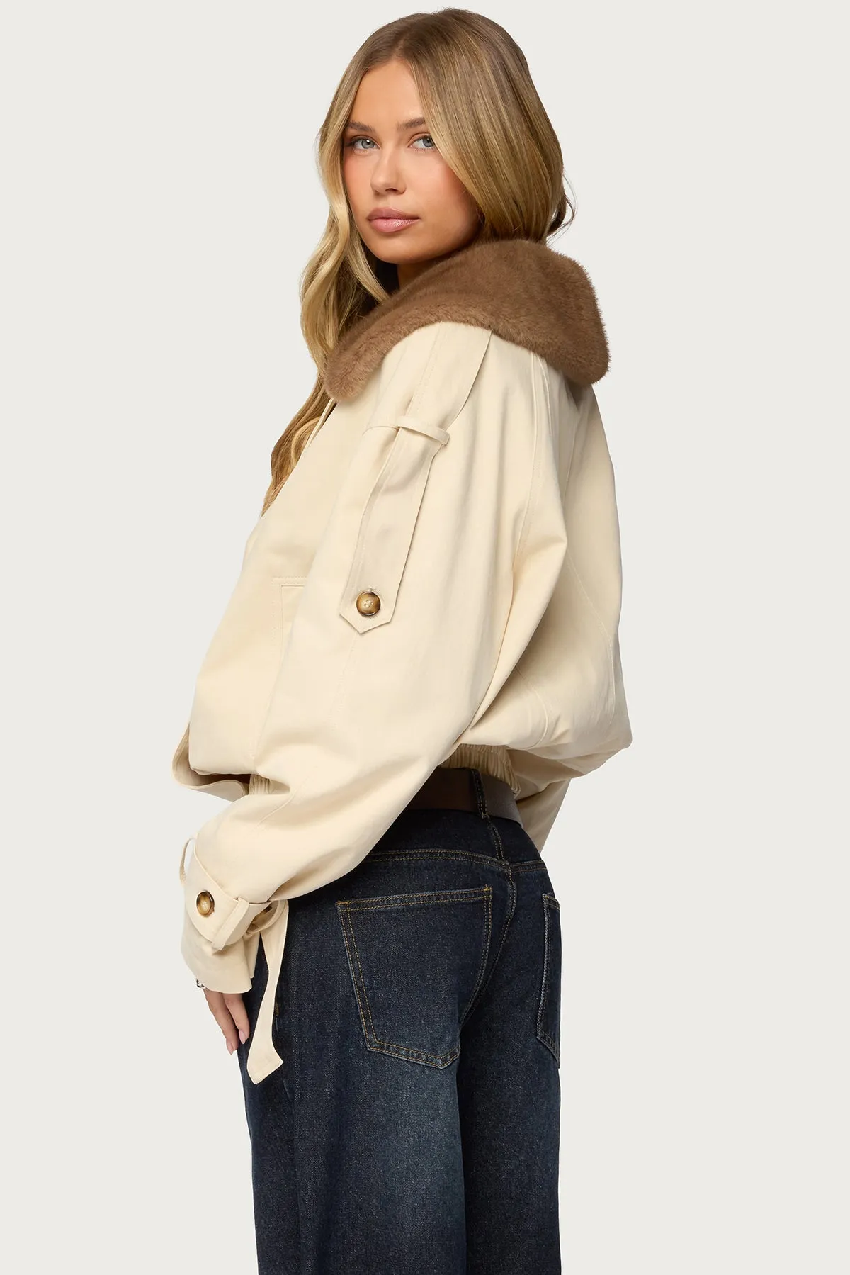 Detachable Faux Fur Trench Coat sold by Edikted product image thumbnail 4