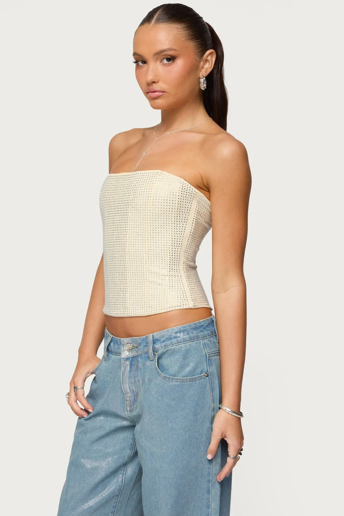 Vezza Strapless Rhinestone Corset sold by Edikted product image thumbnail 3