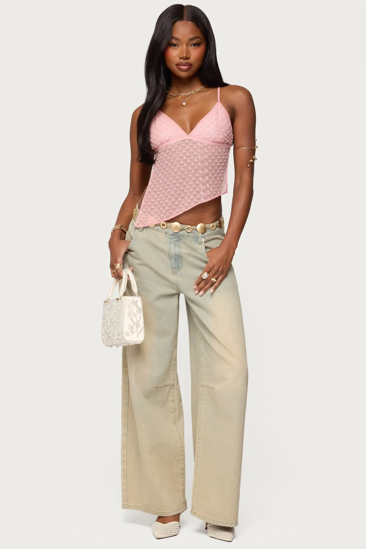 Beaded Mesh Asymmetric Backless Top sold by Edikted product image thumbnail 5