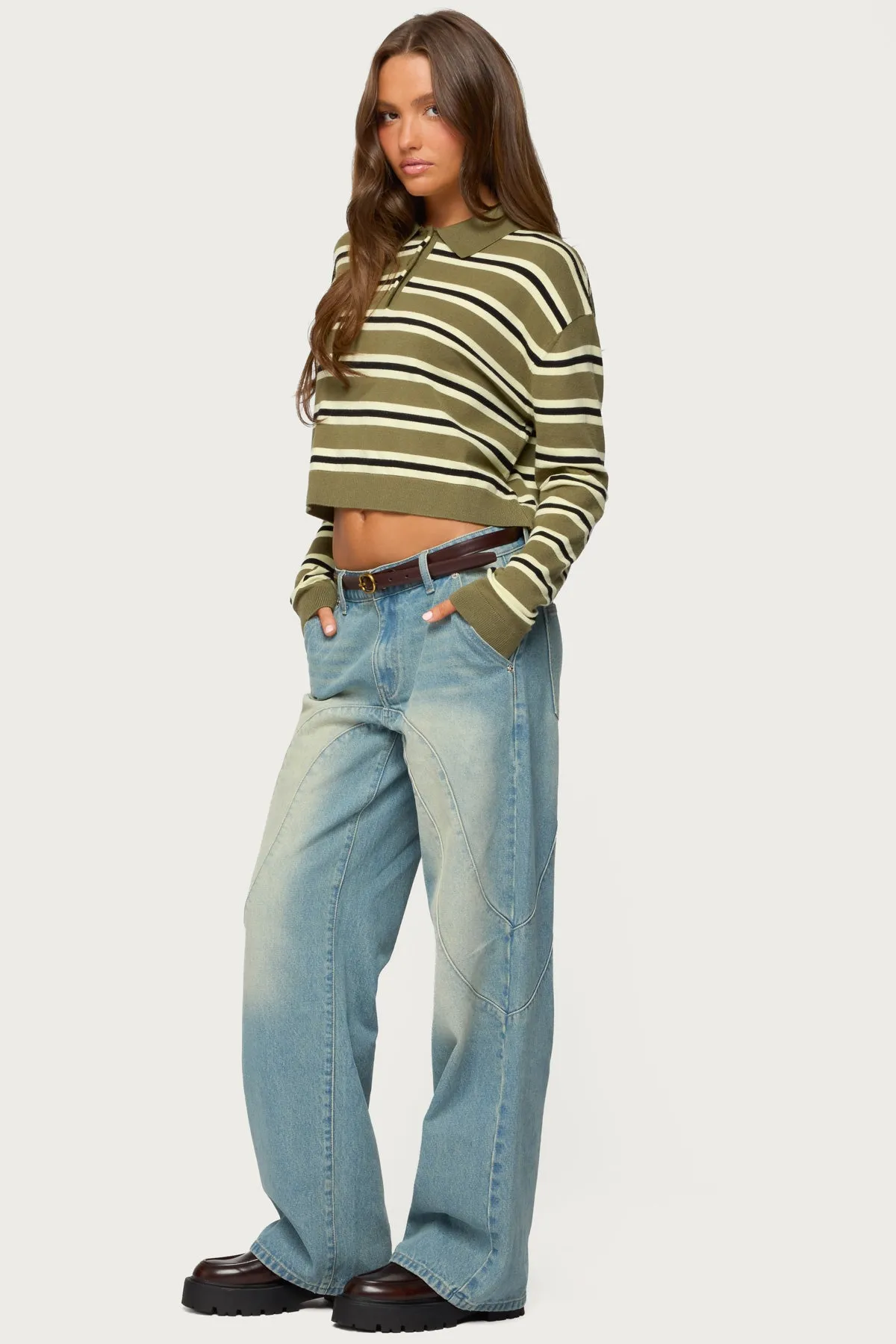 Kiria Stitched Low Rise Baggy Jeans sold by Edikted product image thumbnail 3