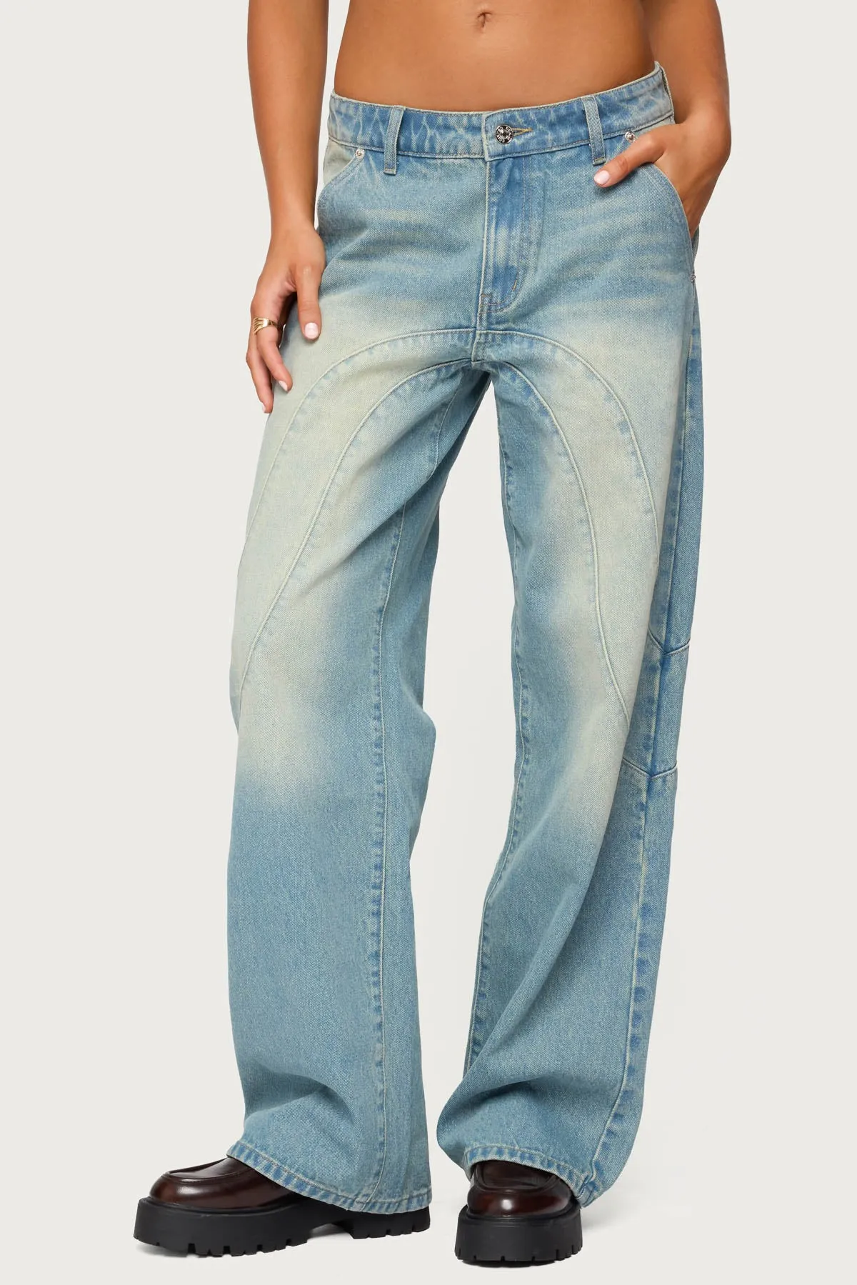 Kiria Stitched Low Rise Baggy Jeans sold by Edikted product image thumbnail 2