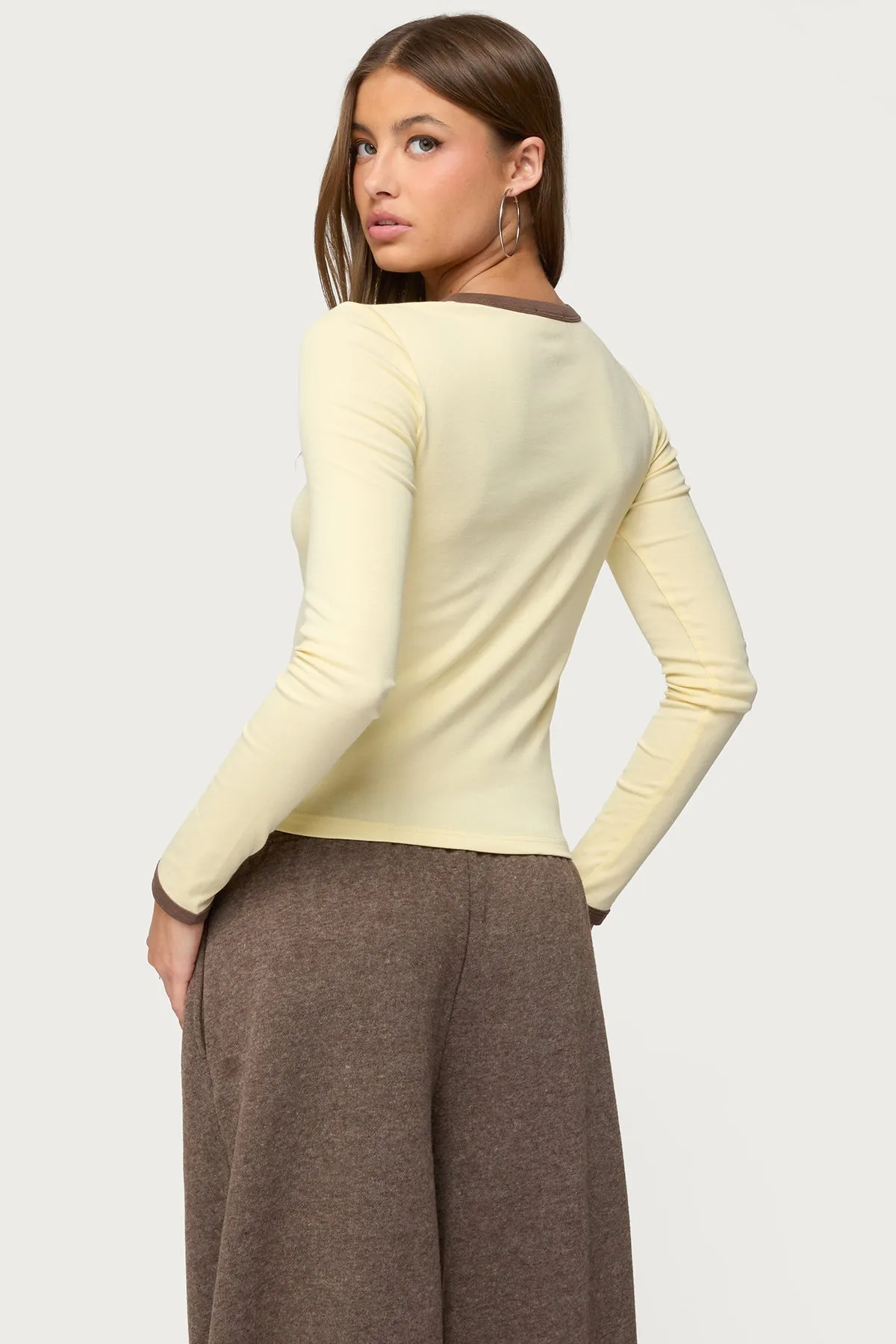 Zander Contrast Long Sleeve T Shirt sold by Edikted product image thumbnail 5