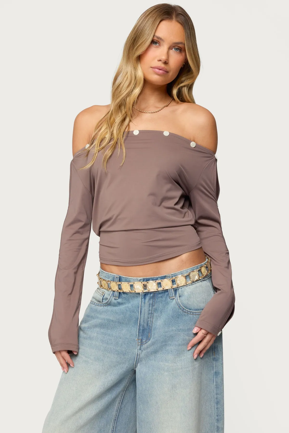 Ronee Off Shoulder Button Cutout Top sold by Edikted product image thumbnail 3