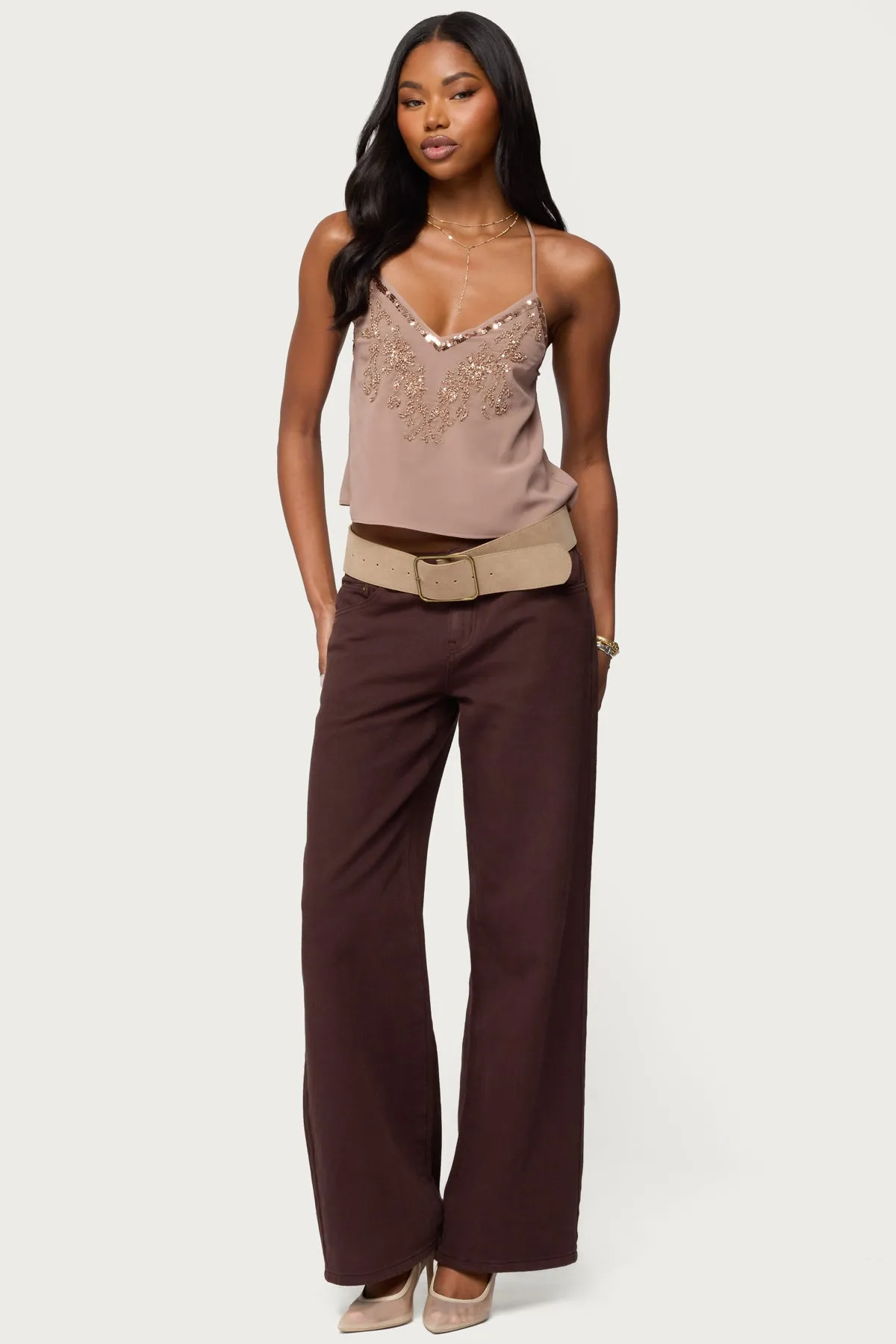 Sorina Embellished V Neck Top sold by Edikted product image thumbnail 4