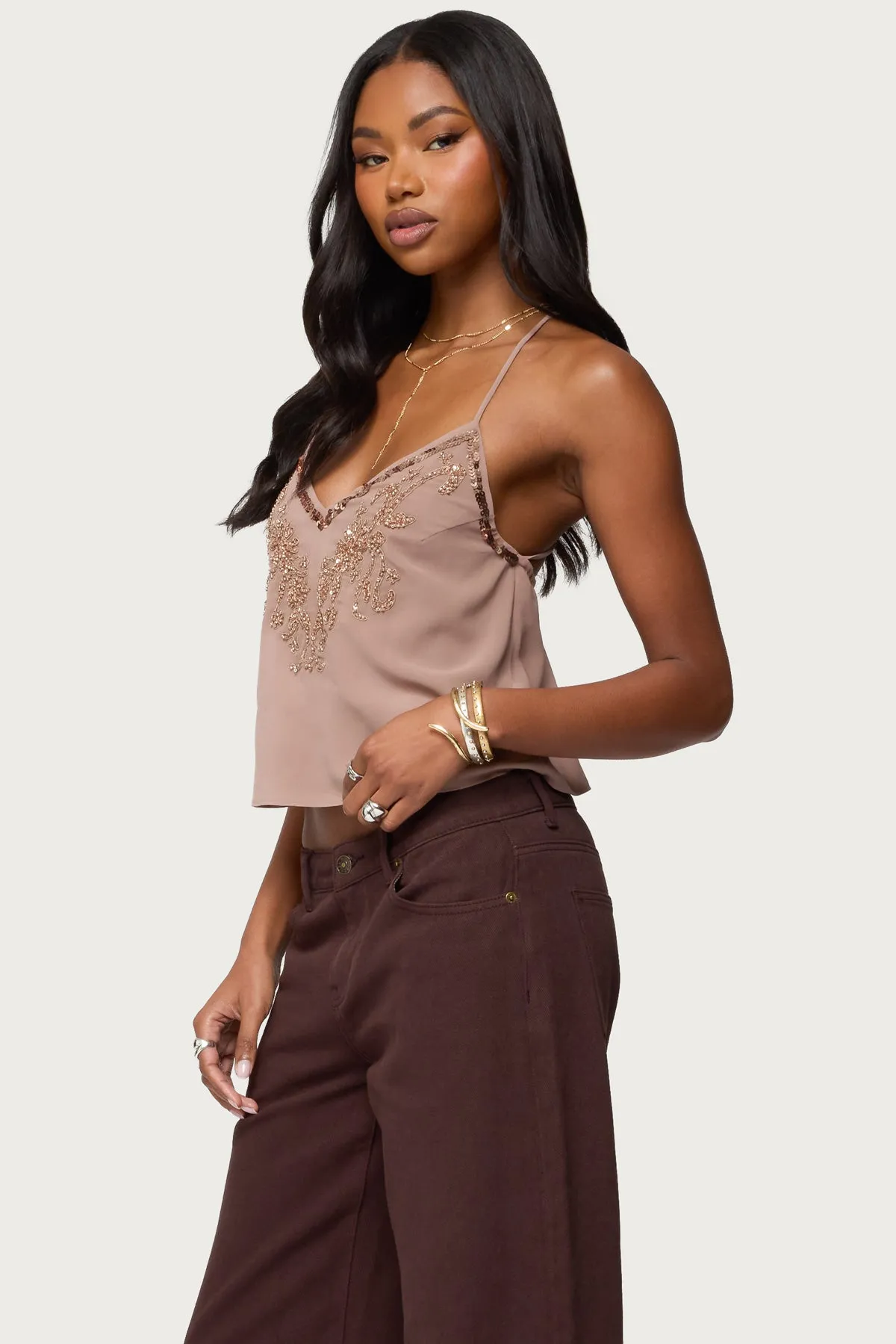 Sorina Embellished V Neck Top sold by Edikted product image thumbnail 3