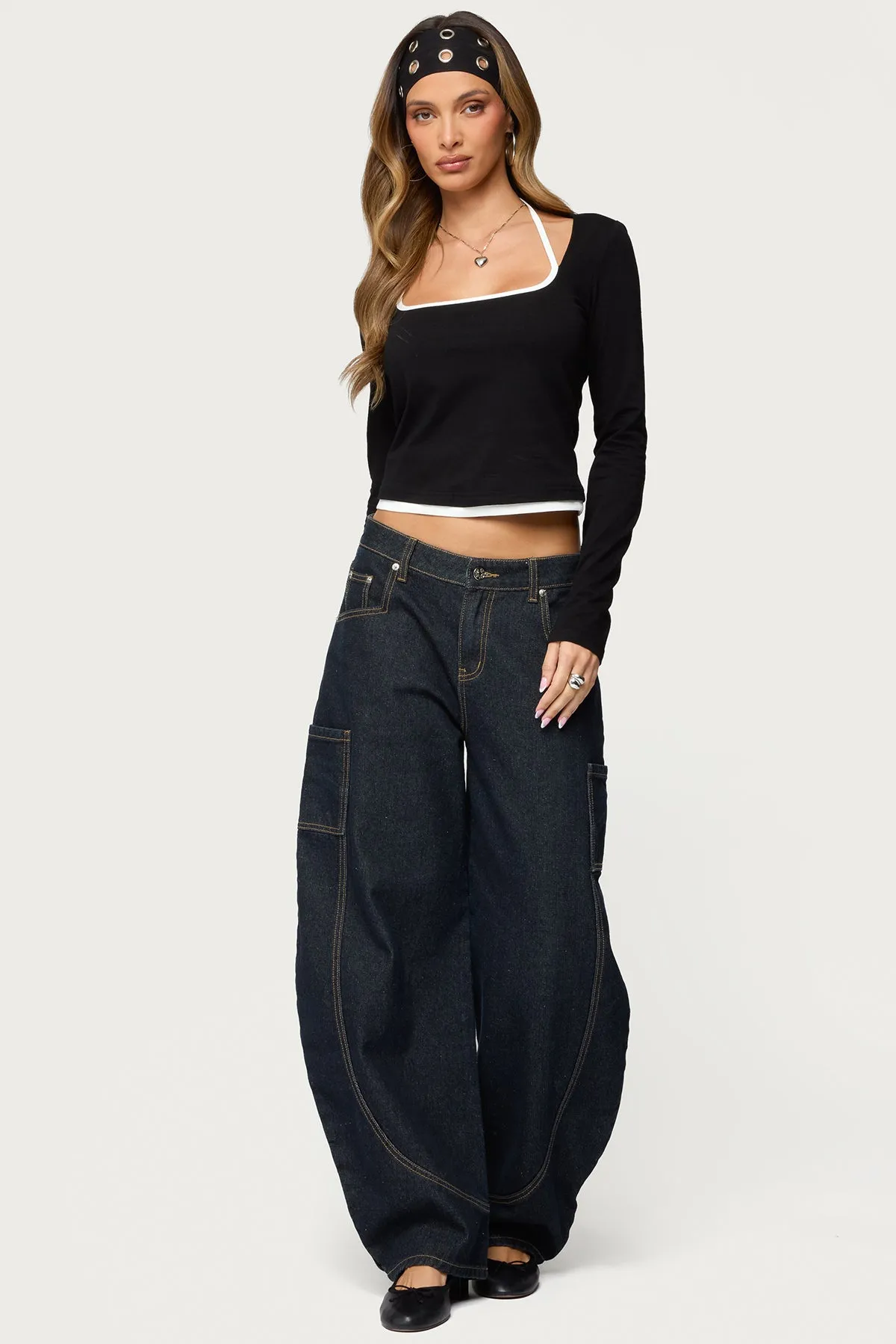 Ksenia Contrast Layered Square Neck Top sold by Edikted product image thumbnail 5