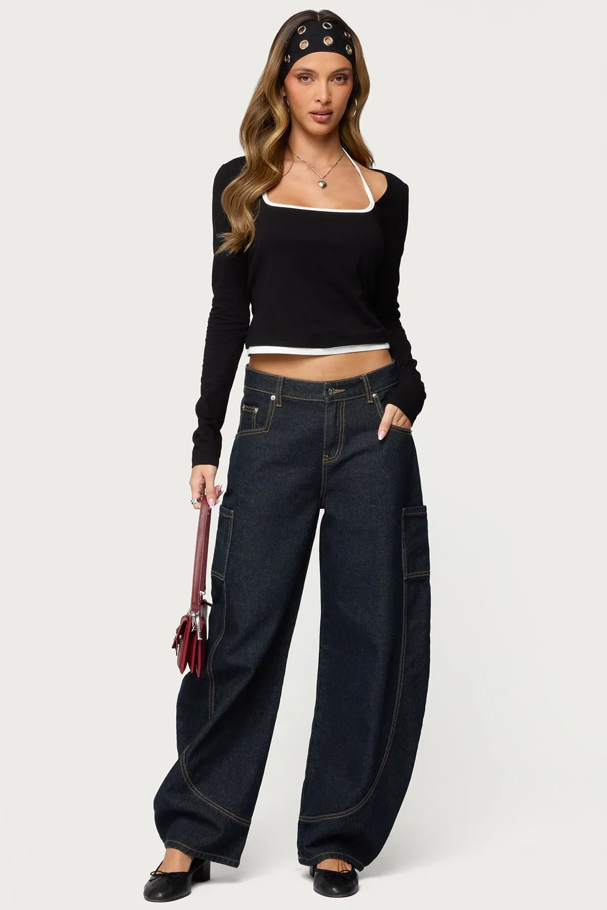 Ksenia Contrast Layered Square Neck Top sold by Edikted product image thumbnail 2