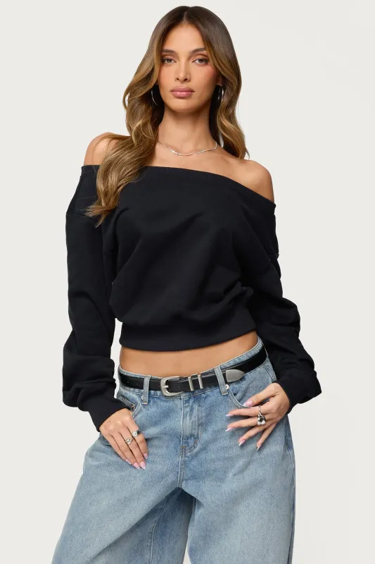 Christy Off Shoulder Sweatshirt sold by Edikted