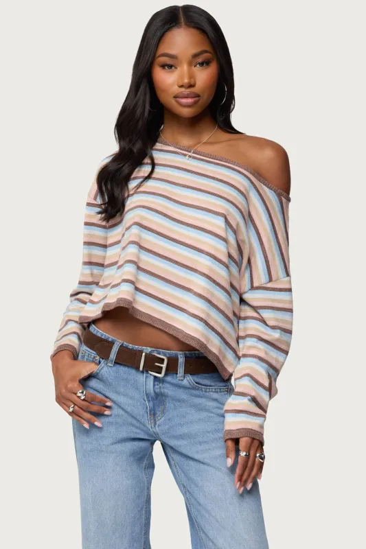 Alexis Off Shoulder Striped Knit Top sold by Edikted