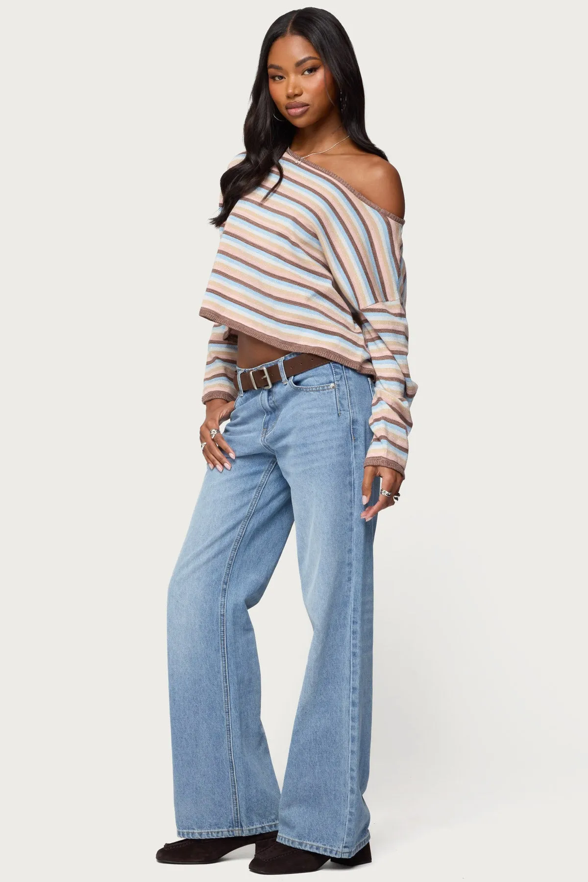 Alexis Off Shoulder Striped Knit Top sold by Edikted product image thumbnail 4