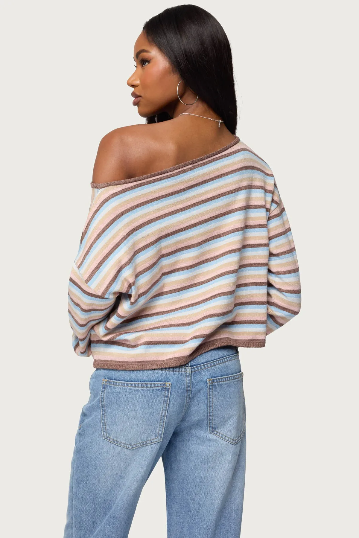 Alexis Off Shoulder Striped Knit Top sold by Edikted product image thumbnail 5
