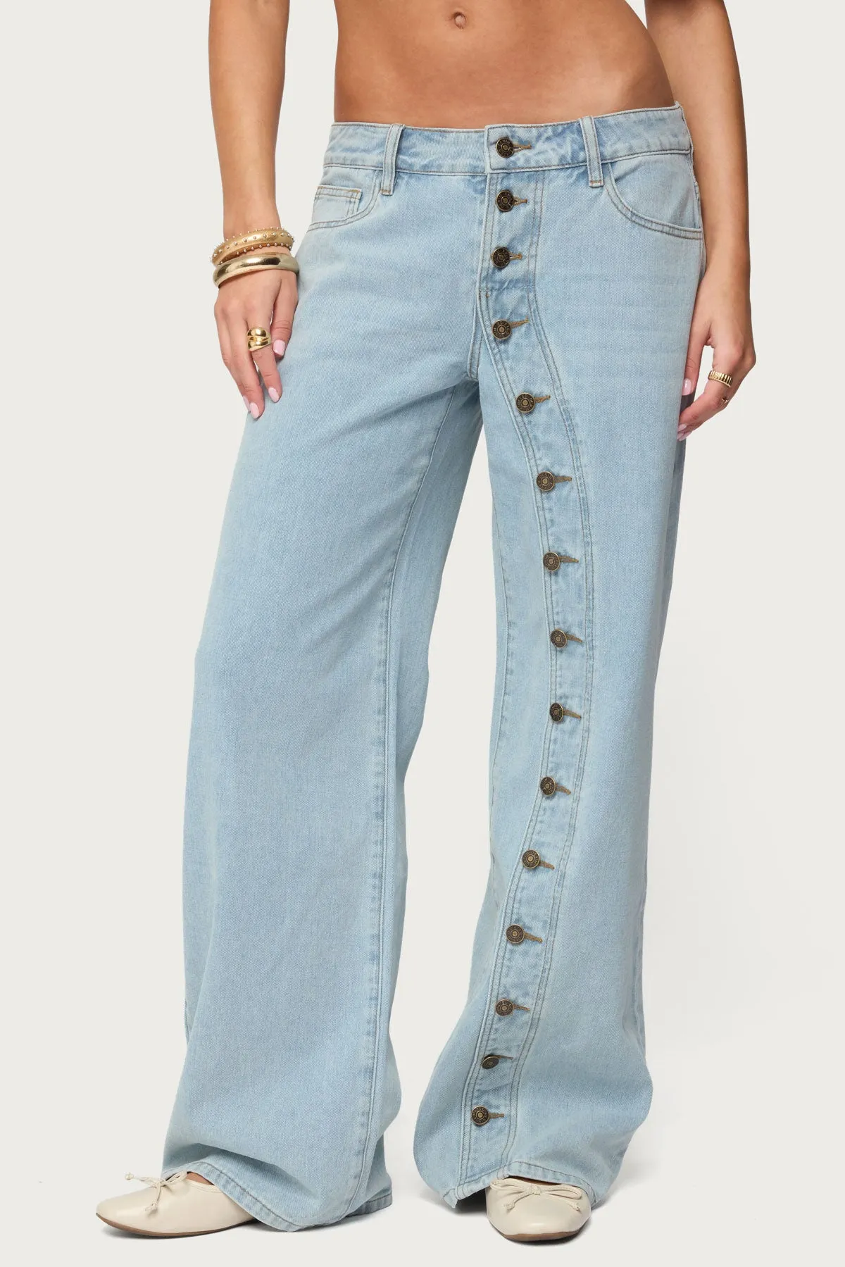 Adison Button Low Rise Baggy Jeans sold by Edikted product image thumbnail 2