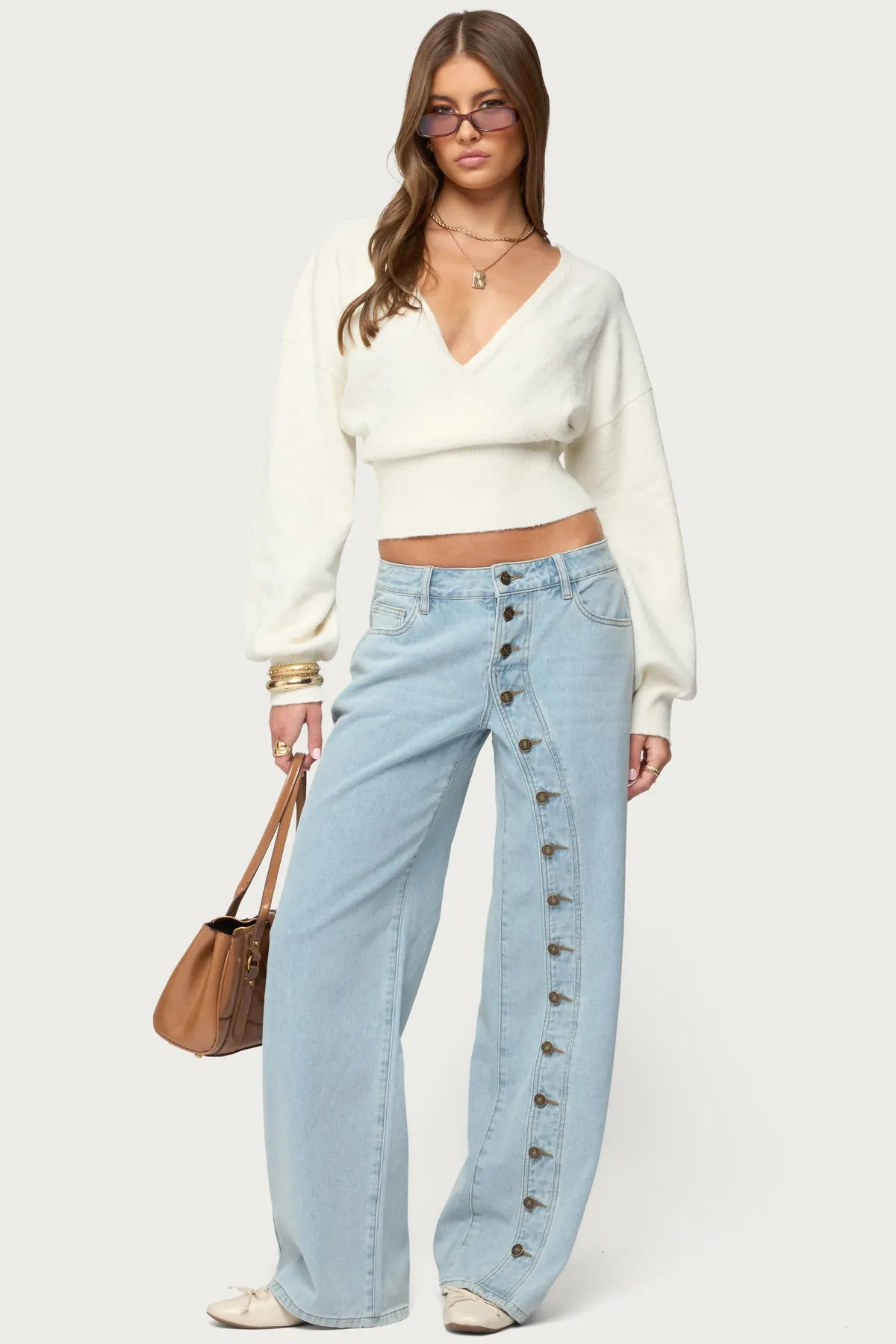 Adison Button Low Rise Baggy Jeans sold by Edikted product image thumbnail 5