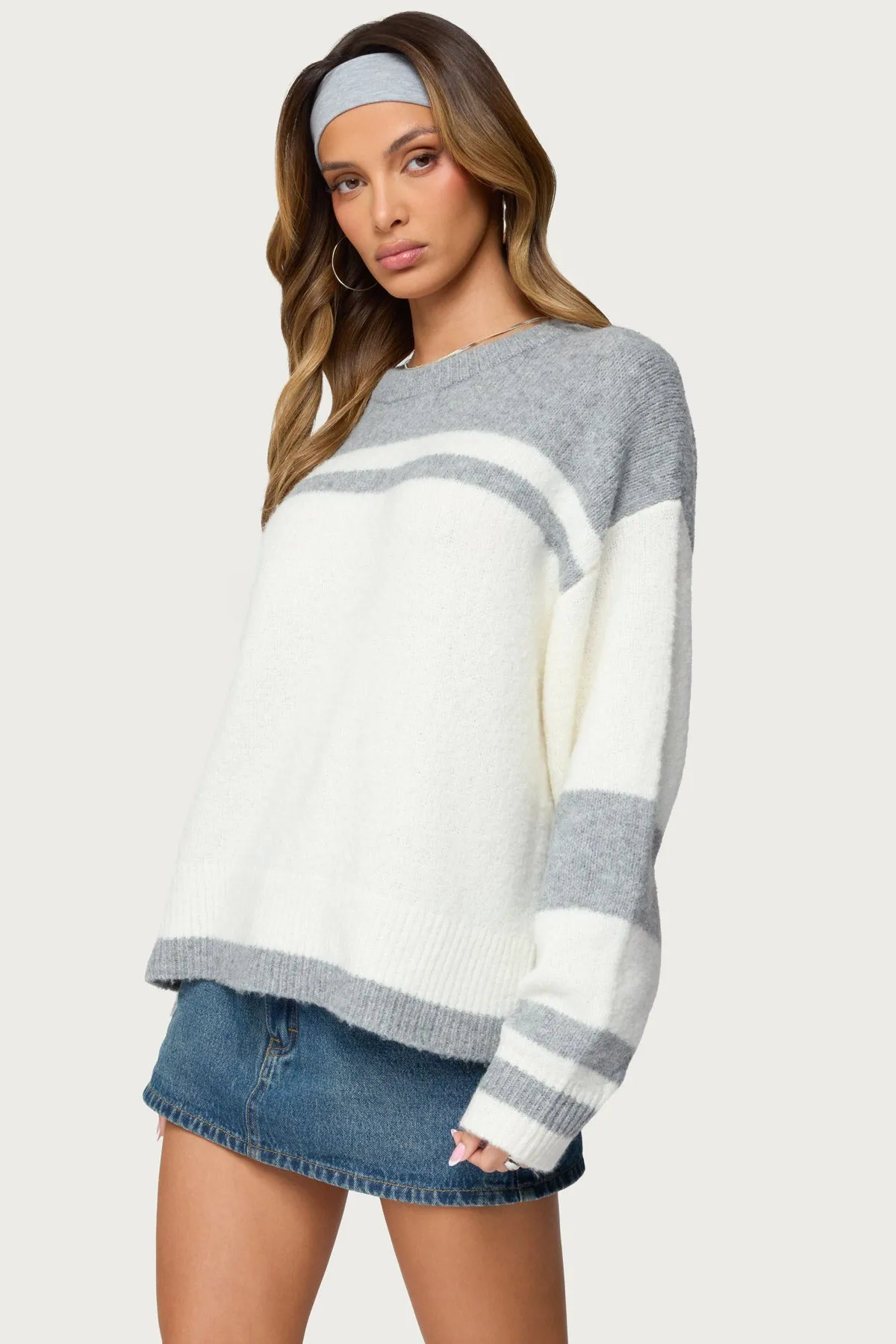Nogah Stripey Oversized Sweater sold by Edikted product image thumbnail 3