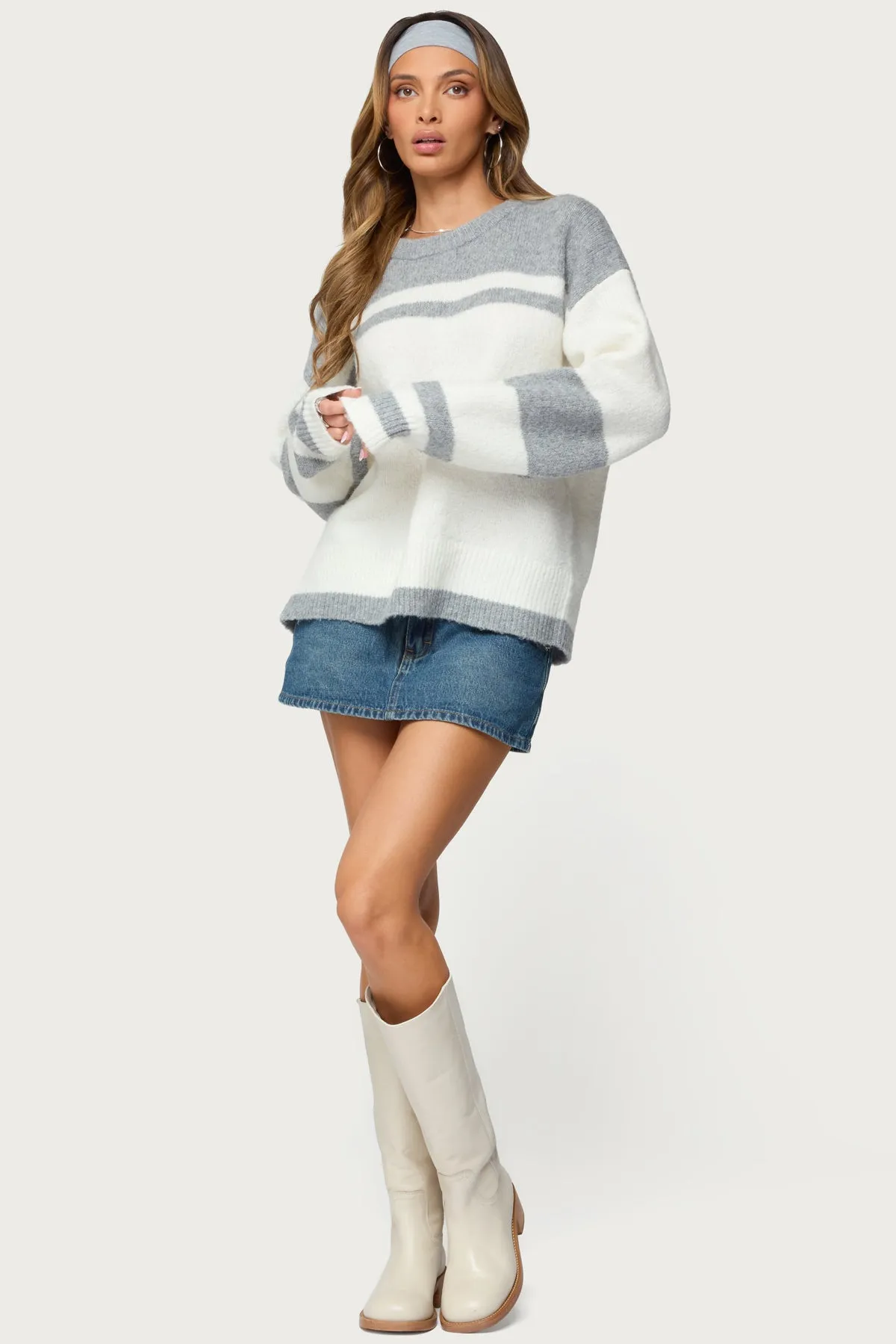 Nogah Stripey Oversized Sweater sold by Edikted product image thumbnail 2