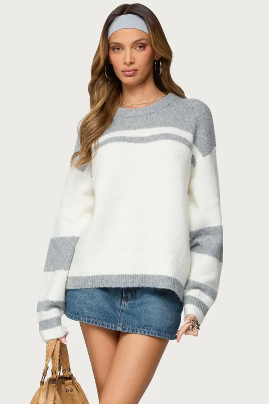 Nogah Stripey Oversized Sweater sold by Edikted