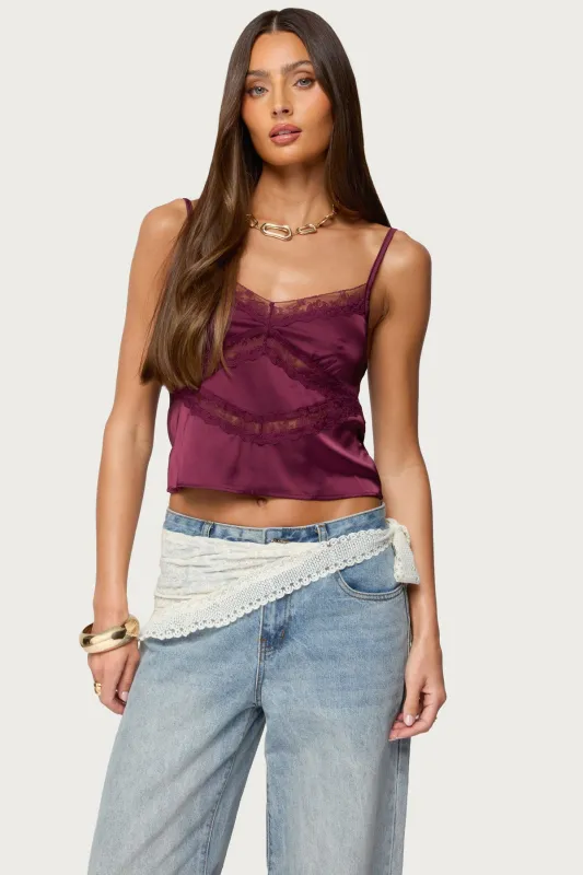 Tamar Satin Effect Tank Top sold by Edikted