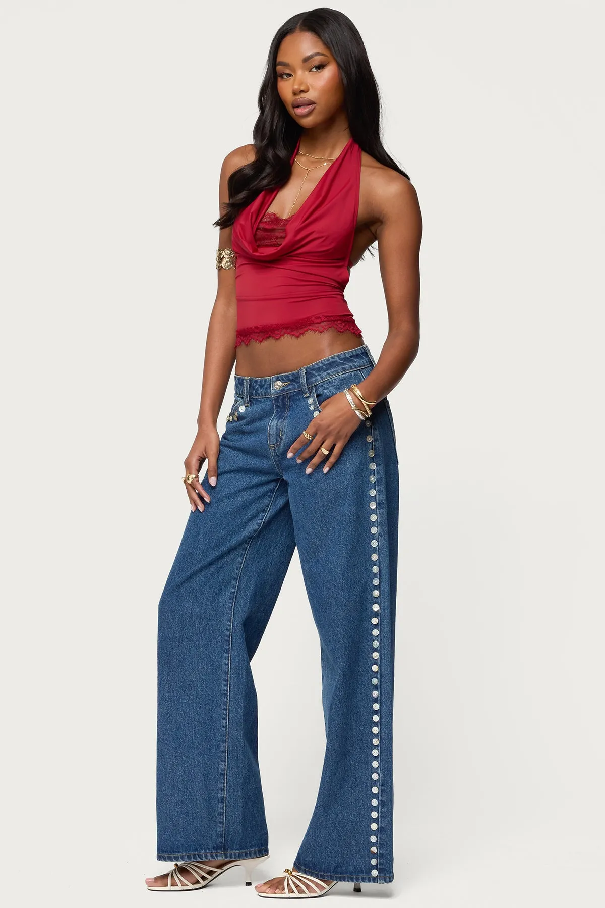 Layered Lacey Cowl Neck Halter Top sold by Edikted product image thumbnail 4