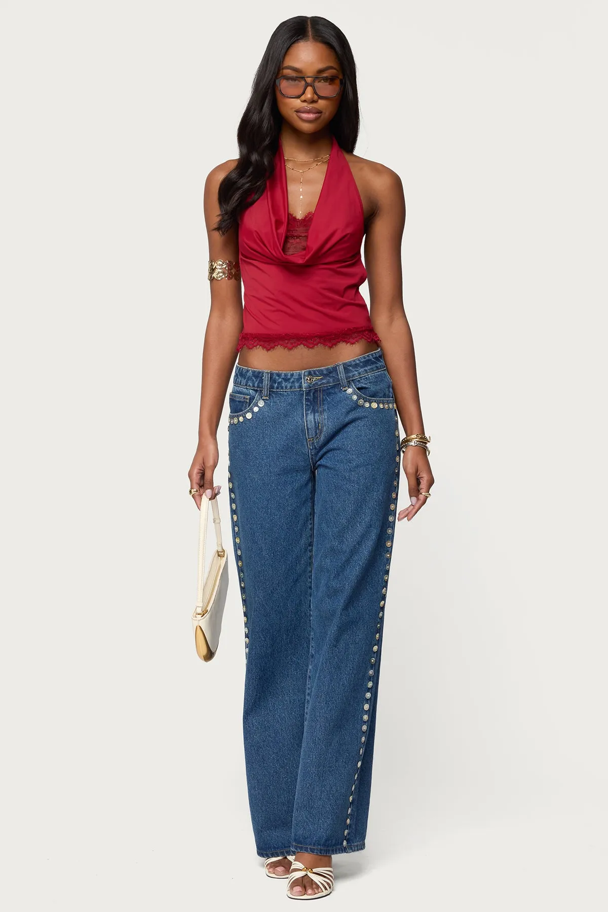 Layered Lacey Cowl Neck Halter Top sold by Edikted product image thumbnail 2