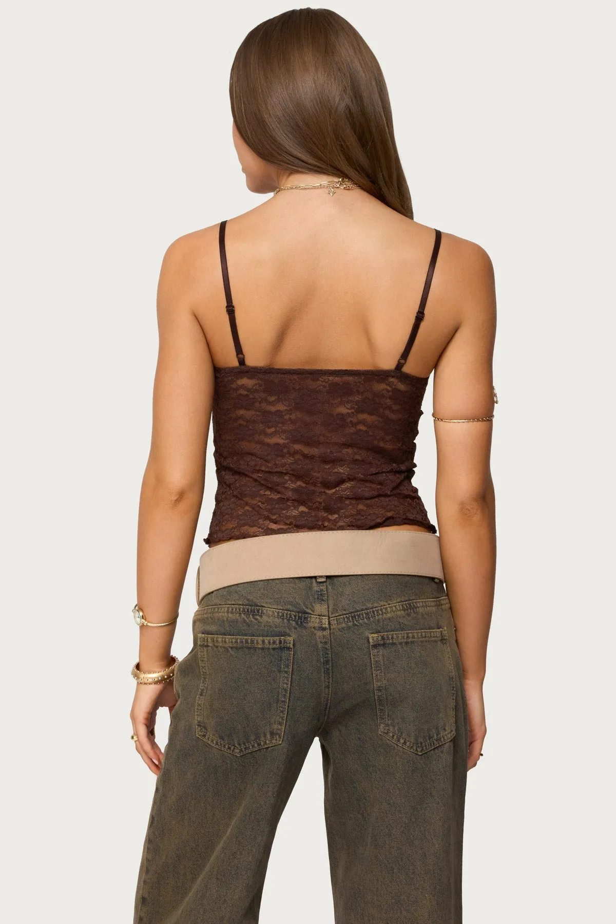 Eira Sheer Lace Tank Top sold by Edikted product image thumbnail 4