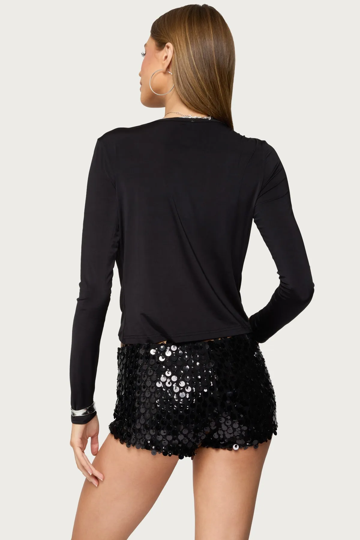 Draped V Neck Long Sleeve Top sold by Edikted product image thumbnail 5