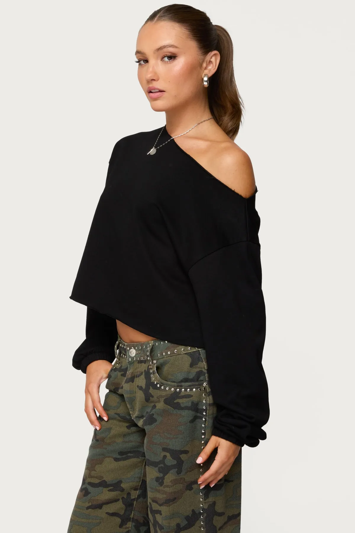 Aveline Off Shoulder Light Sweatshirt sold by Edikted product image thumbnail 3